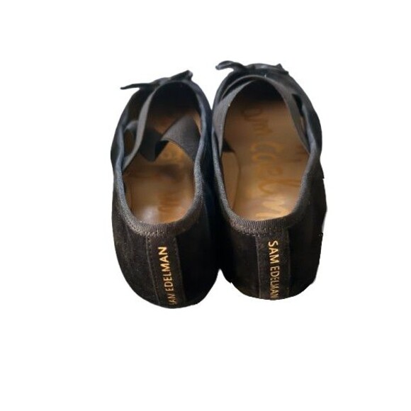 SAM EDELMAN Black Suede Cross Strap Ballerina Flats Size 8 - Picture 5 of 5